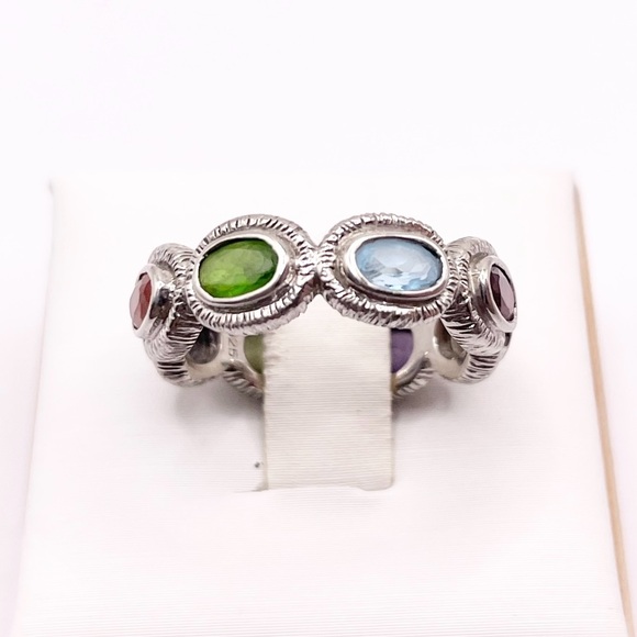925 Sterling Silver Jewelry - Size 6 Multi-gemstone 925 sterling silver eternity band ring